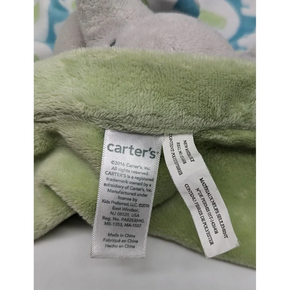 Carters Elephant Green Blue Baby Boy Girl Security Blanket Lovey 13